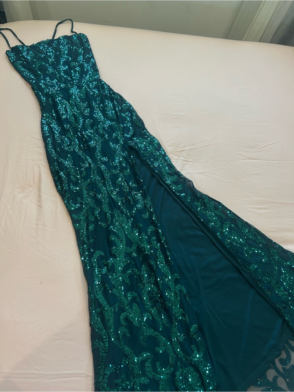 Lovely Day Teal Sequin Maxi Dress